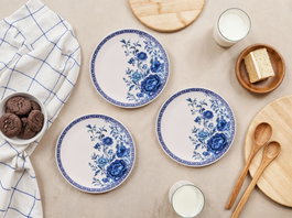 Hermia Blue Garden Juego de 6 Platos para Postre de Porcelana Azul y Blanco